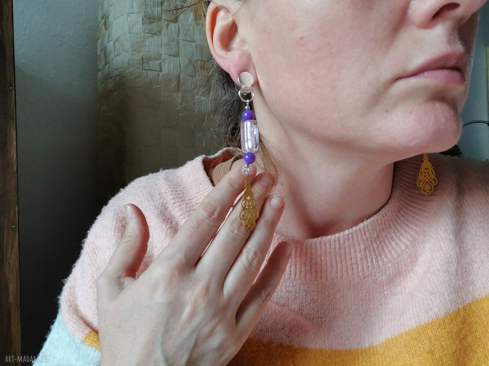 Klipsy lekkie filigranowe frędzle Boho na klipsach - Ruda Klara