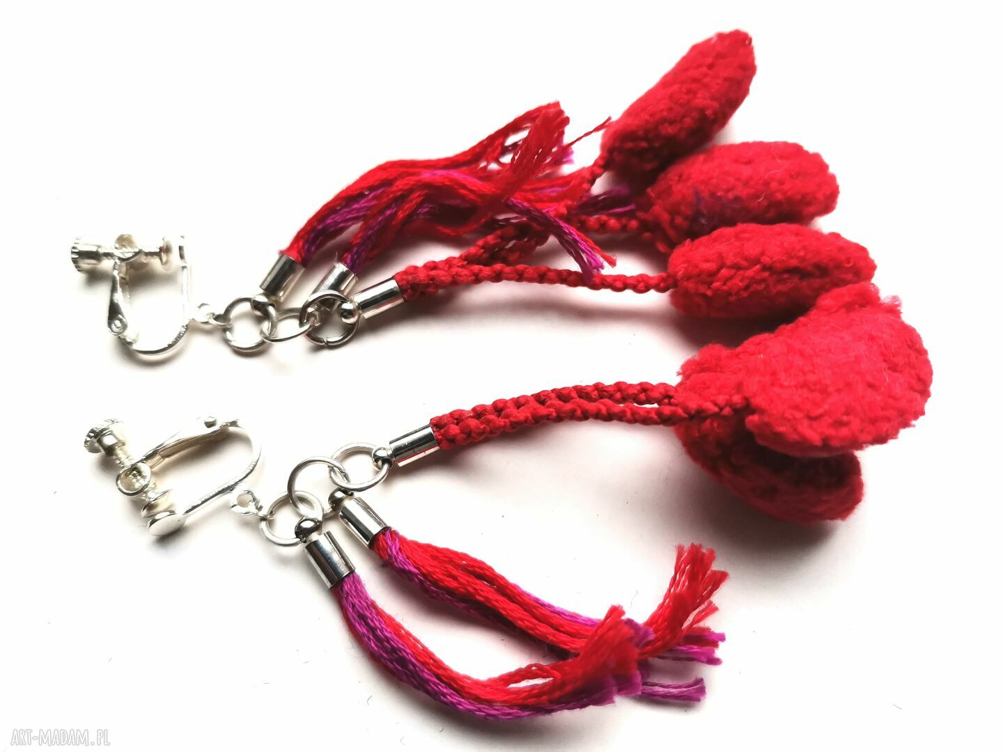 Klipsy lekkie pompony kolorowe w stylu folk boho Frida (box x1)