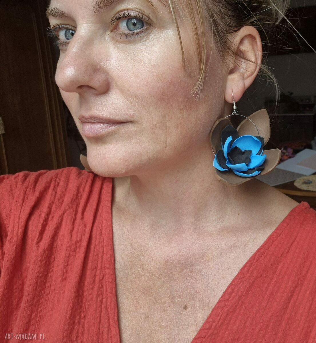 Kolczyki lekkie kwiaty w stylu boho i etno - Frida