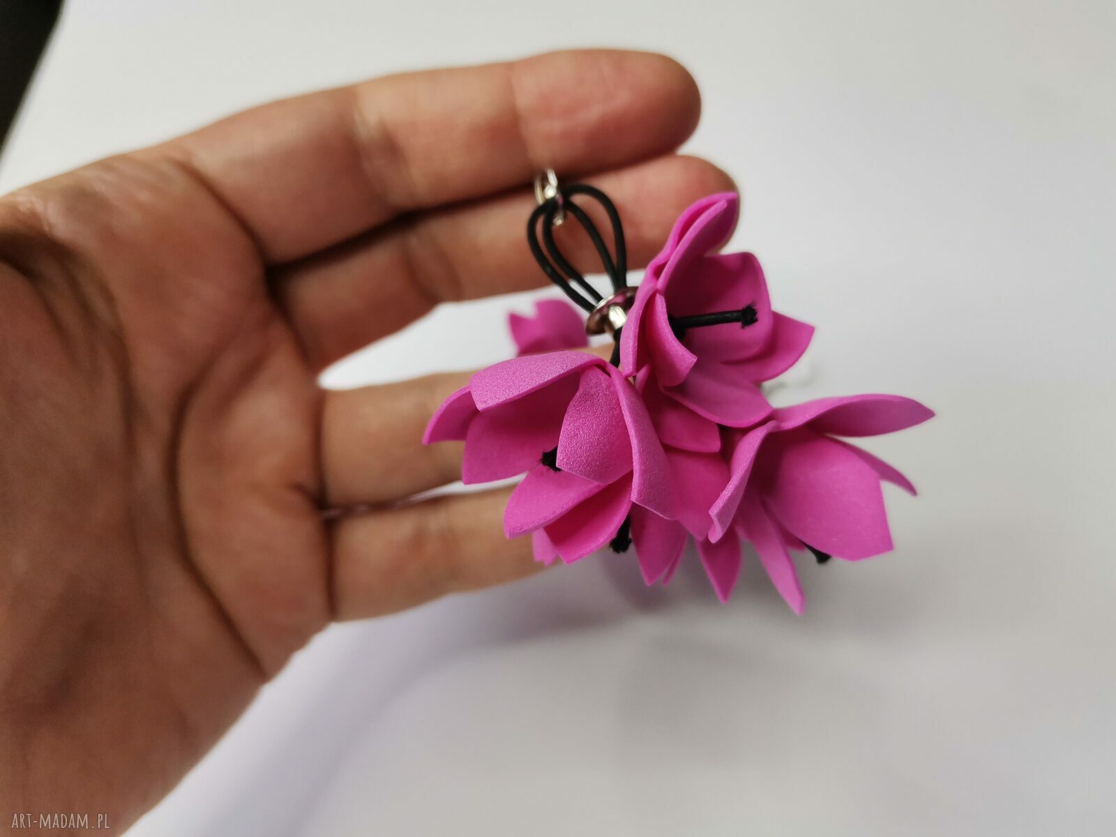 Kolczyki lekkie etno boho folk - kwiaty i pióra