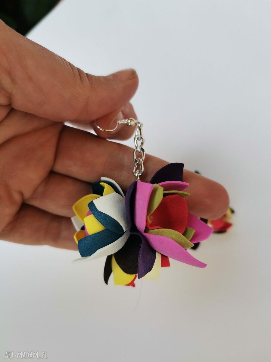 Kolczyki lekkie etno boho folk w kolorowe kwiaty