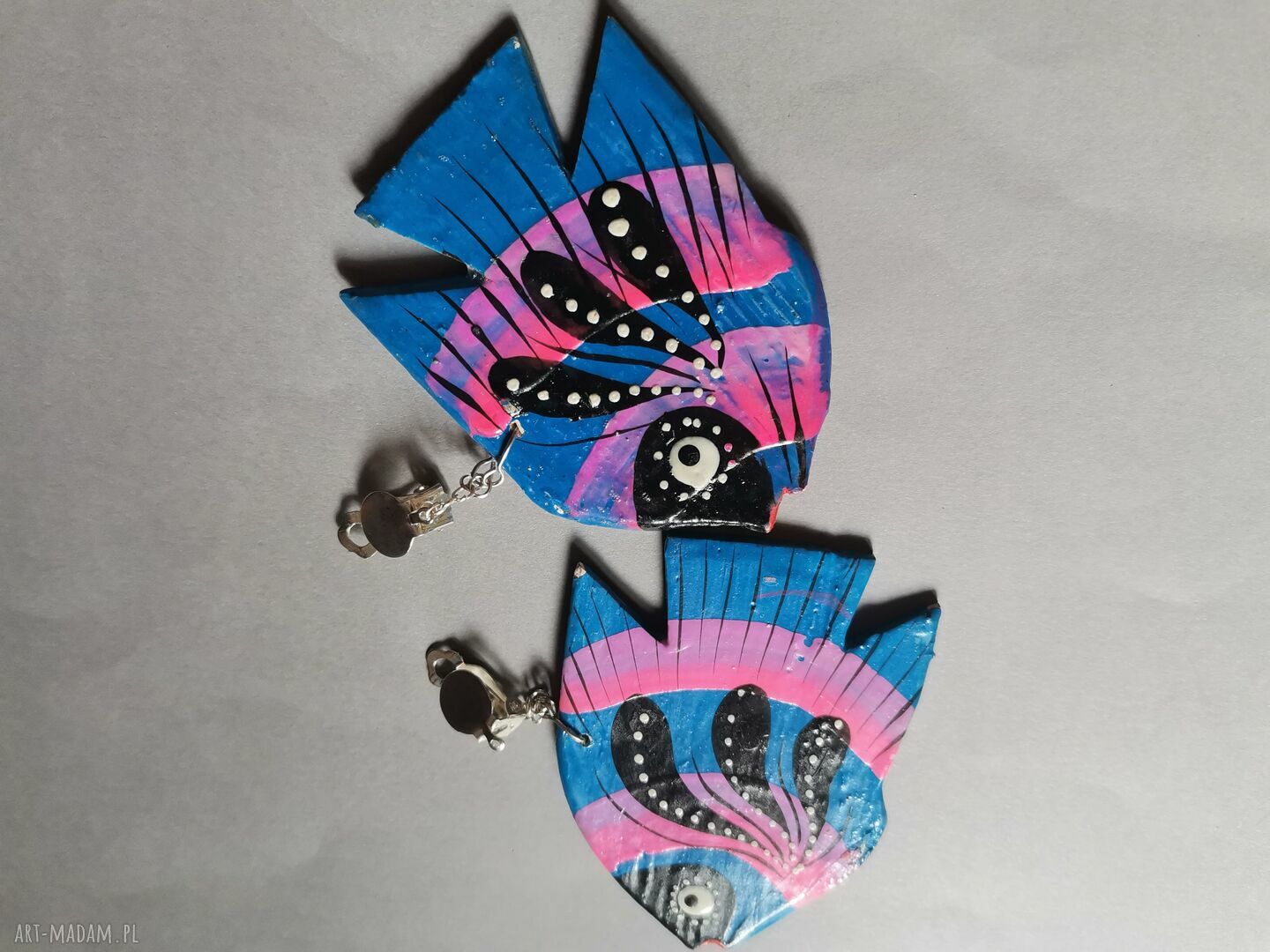 Klipsy lekkie drewniane Ryba Boho Folk