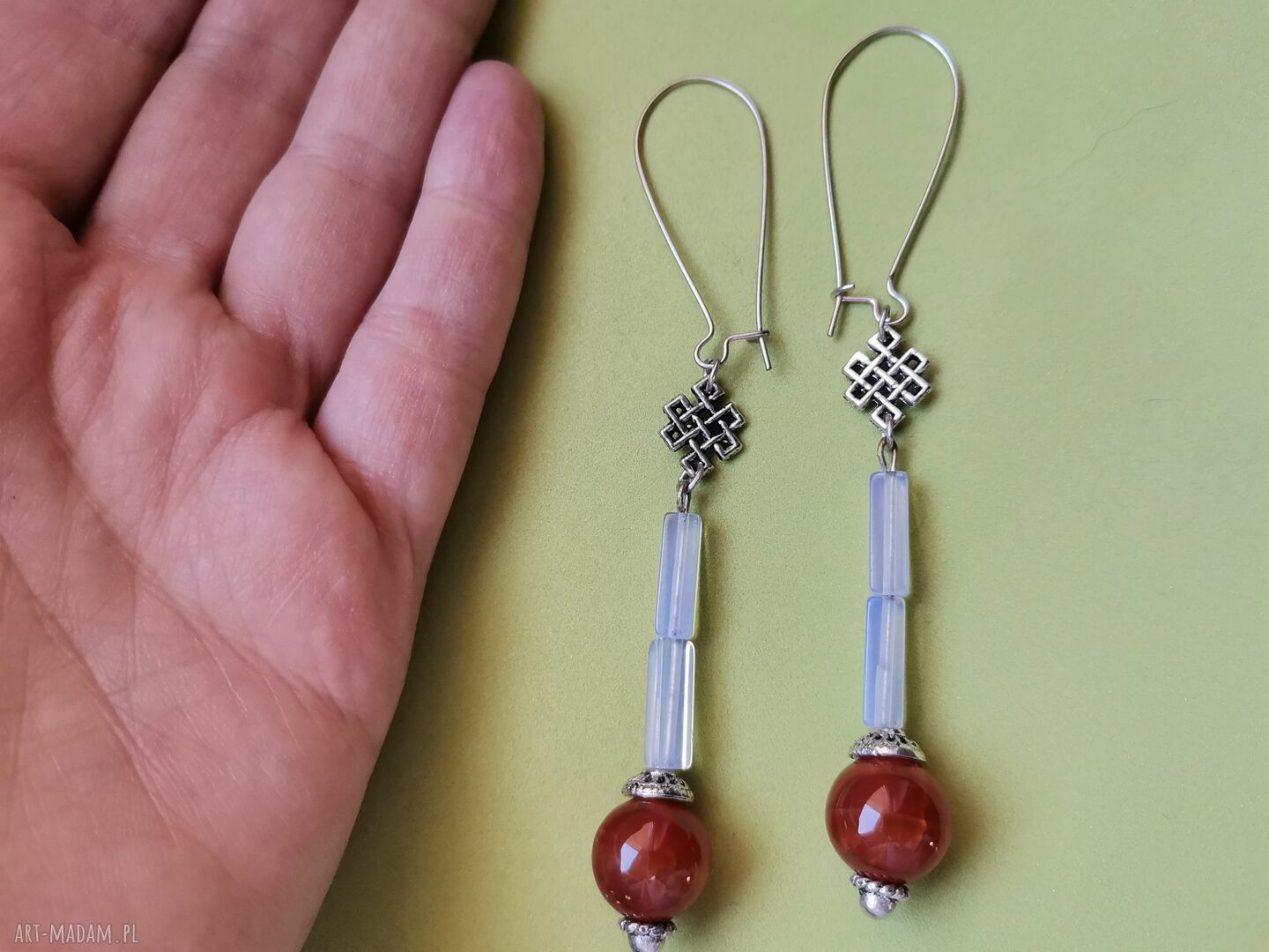 Kolczyki lekkie szkiełka i kolorowe kamienie - boho i etno