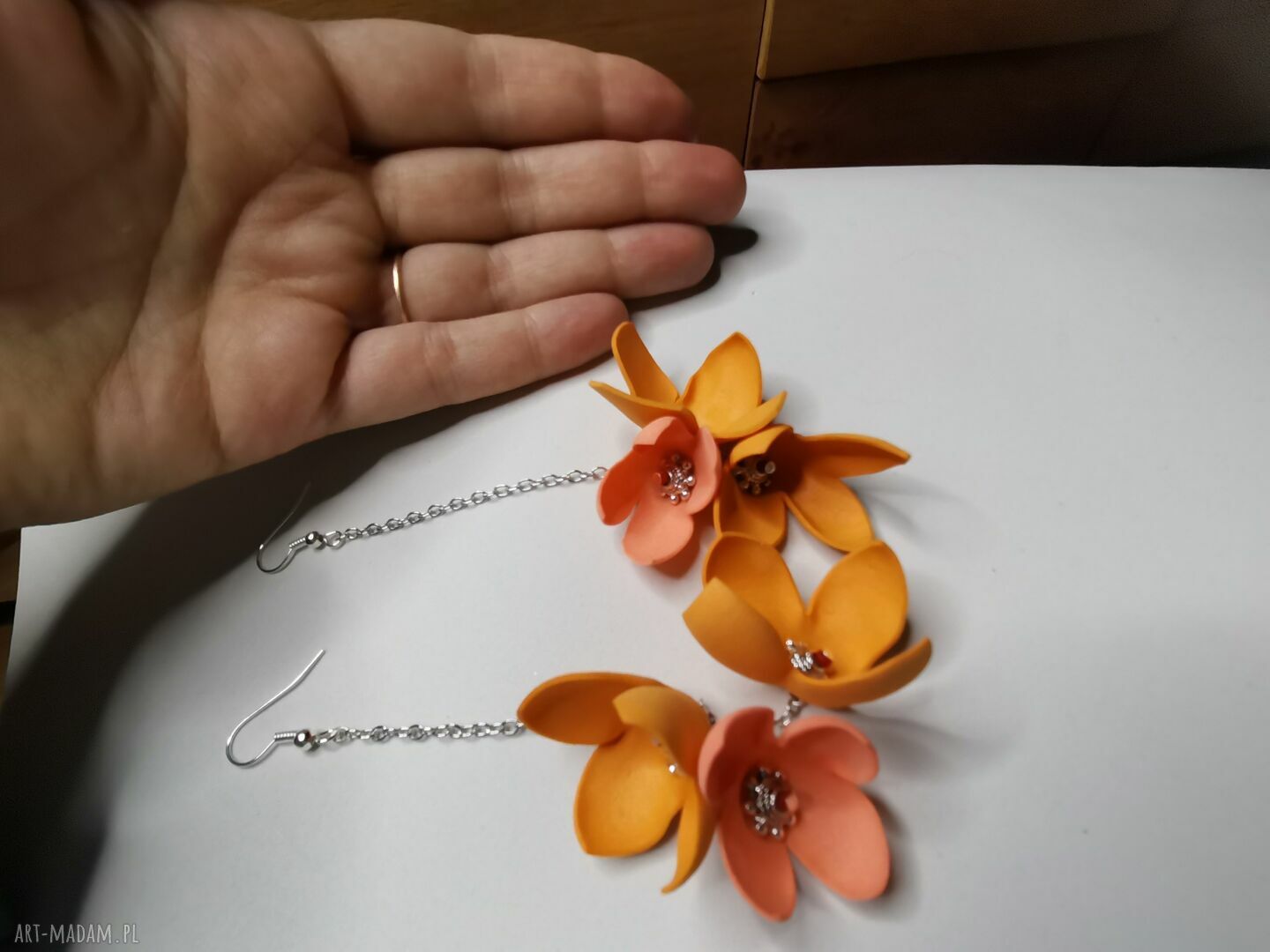 Lekkie żółte kolczyki w kwiaty - Ruda Klara, handmade