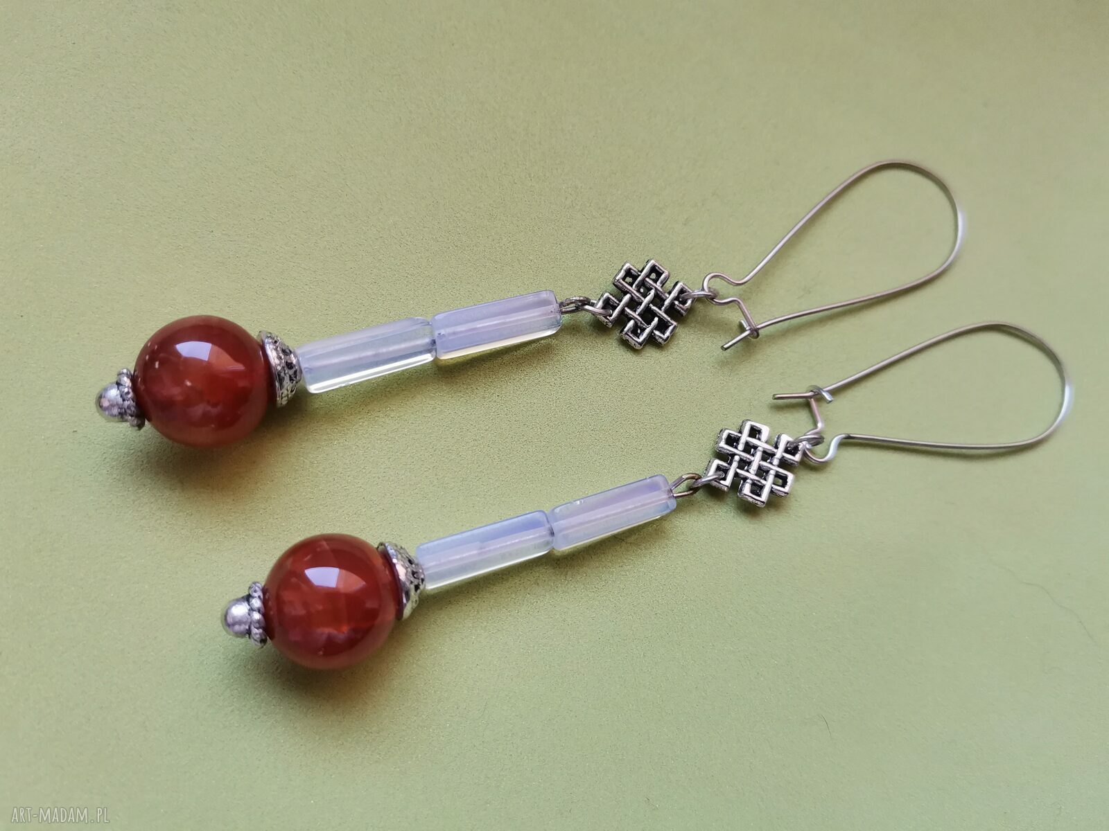 Kolczyki lekkie szkiełka i kolorowe kamienie - boho i etno