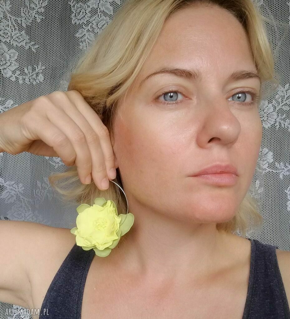 Lekkie klipsy boho w kwiaty - rękodzieło Ruda Klara