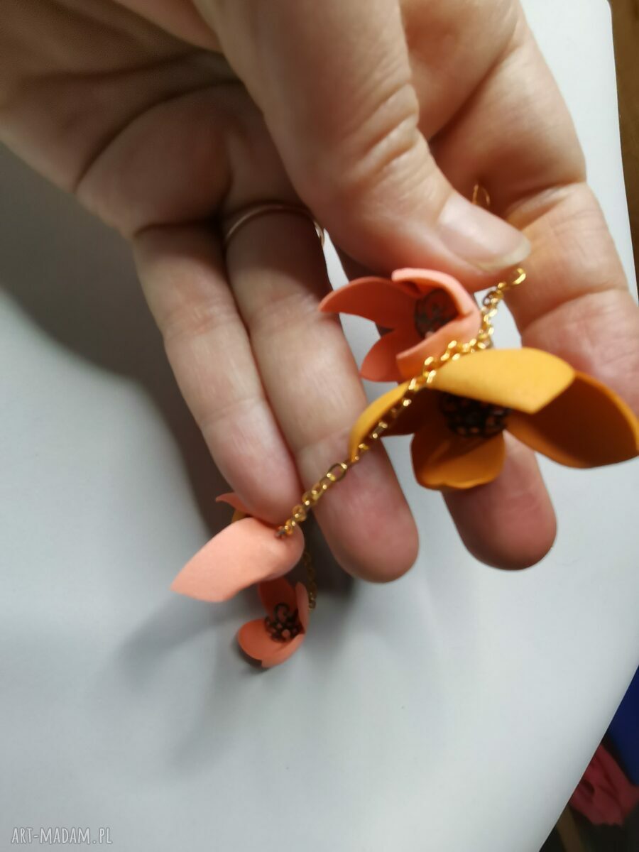 Lekkie żółte kolczyki w kwiaty - Ruda Klara, handmade
