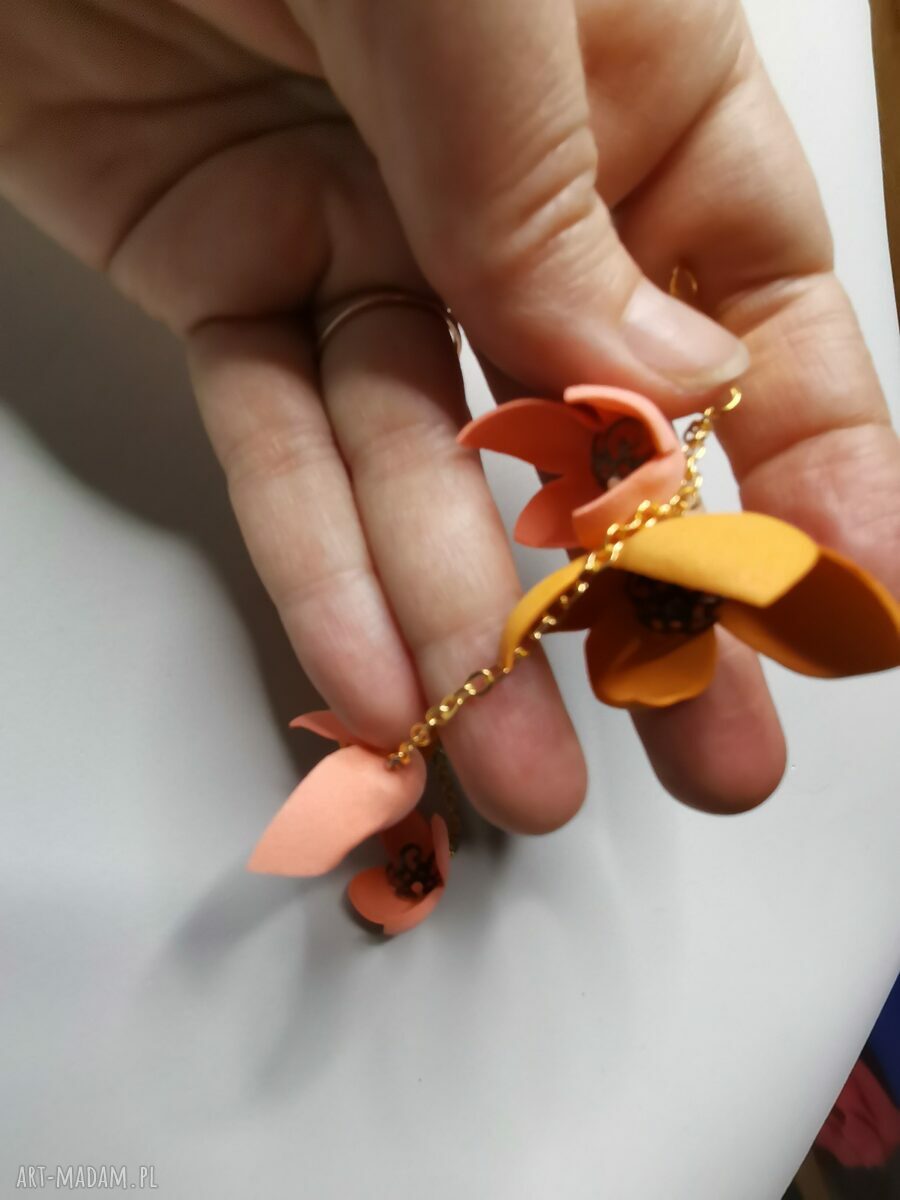 Lekkie żółte kolczyki w kwiaty - Ruda Klara, handmade