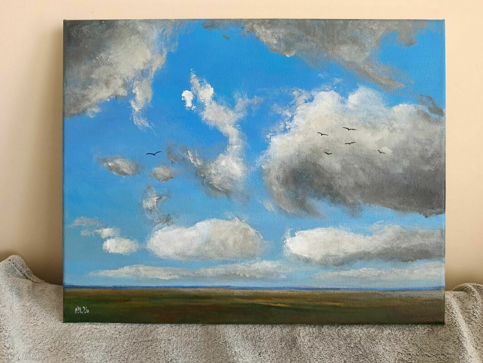 Obraz akrylowy „Lekkość” 40x50 cm z motywem chmur - pomalowane boki i gotowy do powieszenia