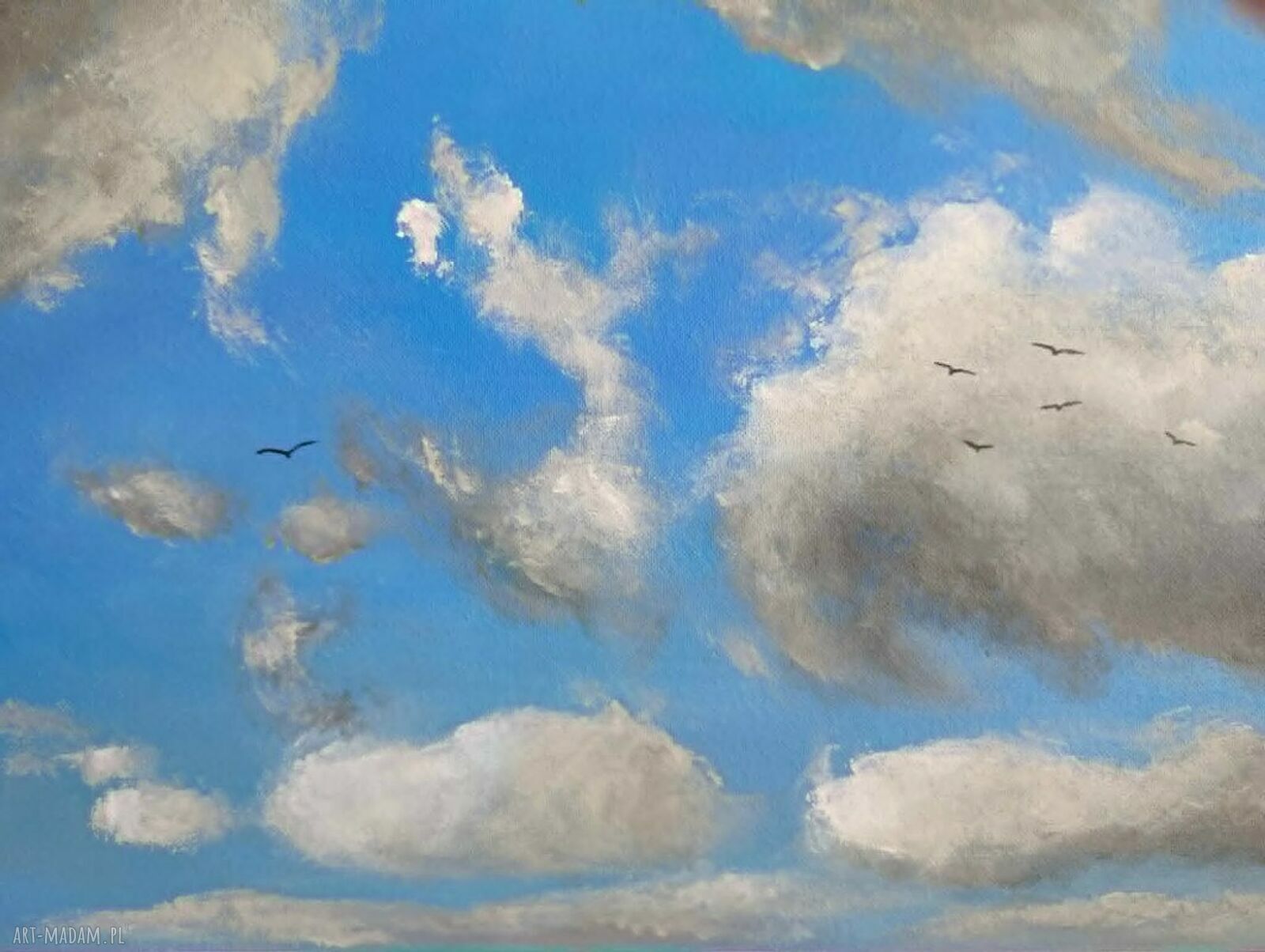 Obraz akrylowy „Lekkość” 40x50 cm z motywem chmur - pomalowane boki i gotowy do powieszenia