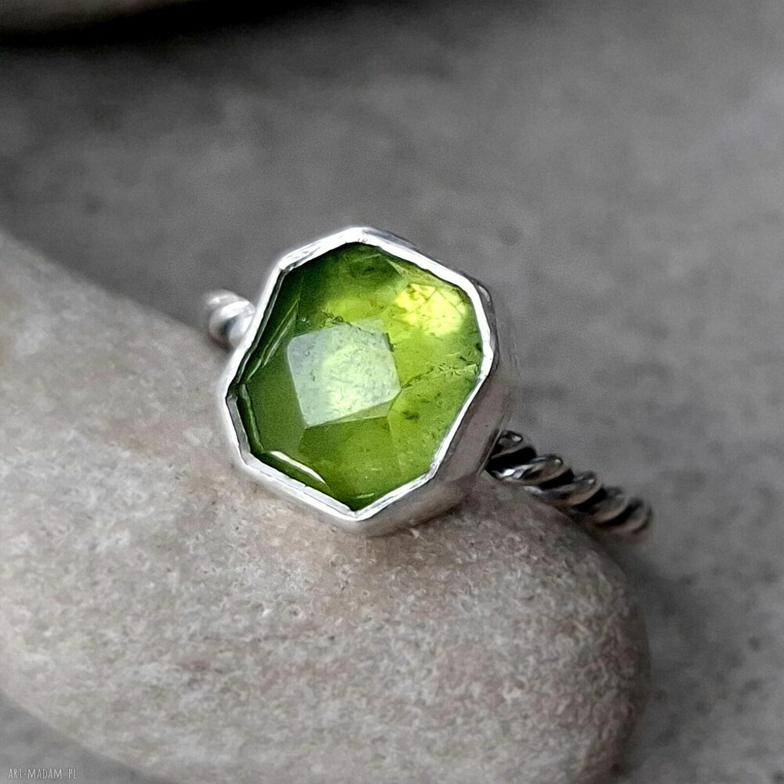 pierścionki: Lemon I srebrny pierścionek z peridotem hand made