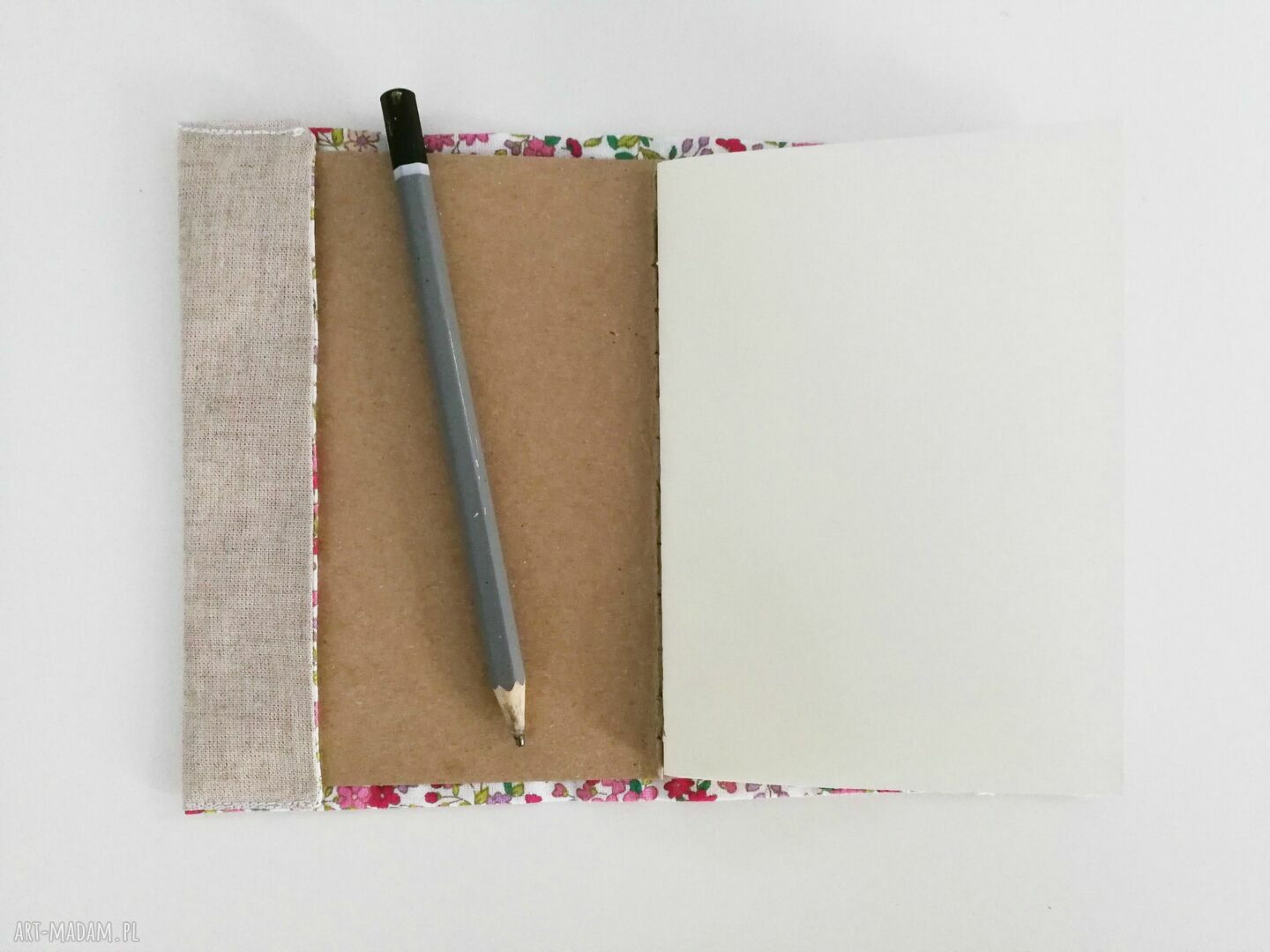 Notes ginko biloba lniany ręcznie haftowany notesik 15x10 cm