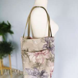 torba shopper lniana kwiaty