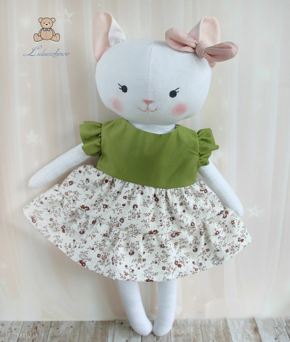 Kotek Lena - ręcznie szyta przytulanka dla dziecka 39 cm