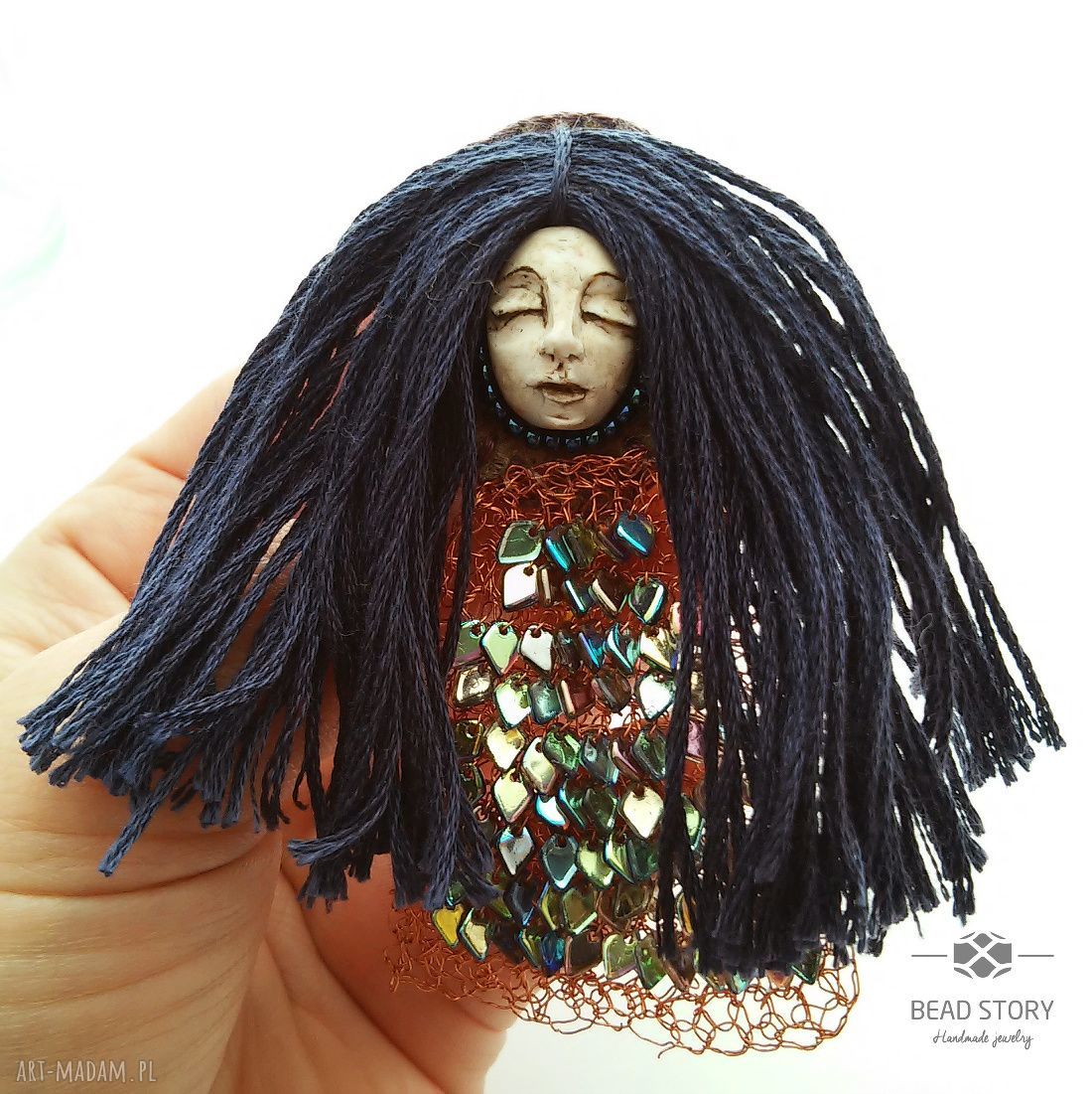 Leśna nimfa - wyjątkowa broszka handmade 8 cm