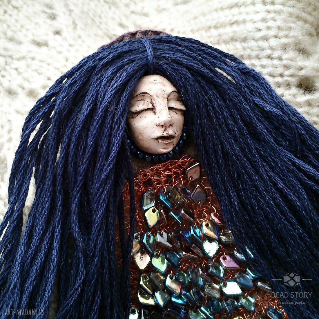 Leśna nimfa - wyjątkowa broszka handmade 8 cm