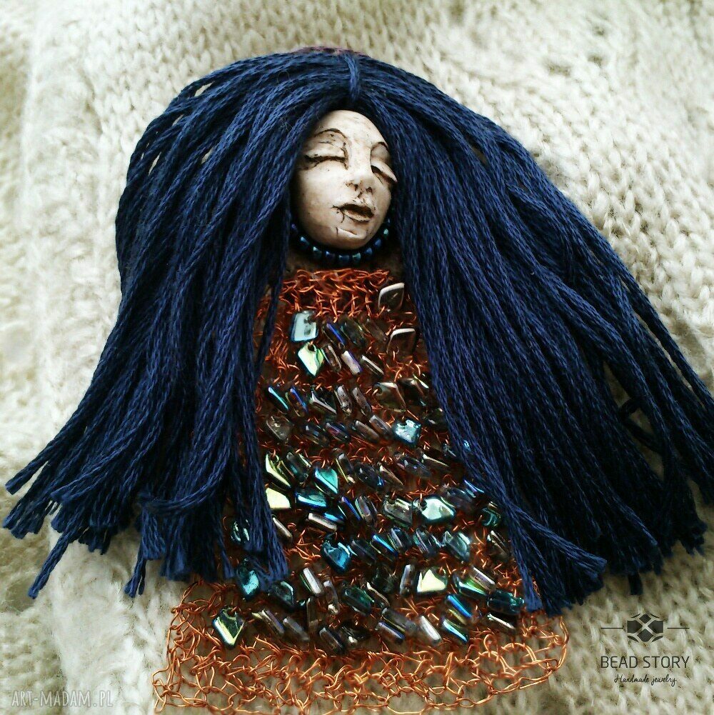 Leśna nimfa - wyjątkowa broszka handmade 8 cm