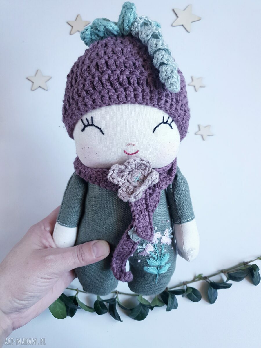 Lalka leśny skrzat Dzwoneczek - przytulna lalka handmade 24 cm