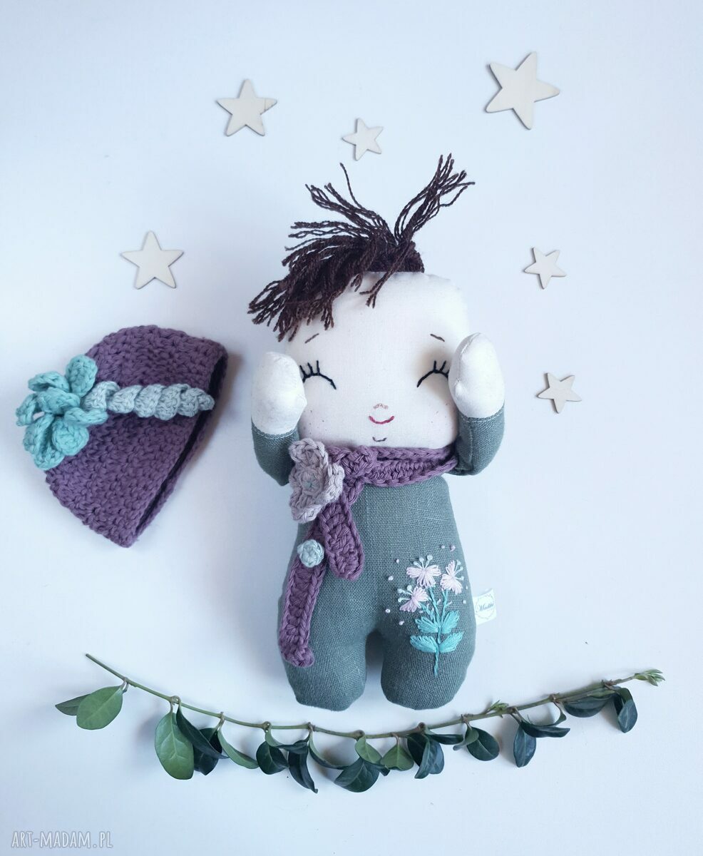 Lalka leśny skrzat Dzwoneczek - przytulna lalka handmade 24 cm