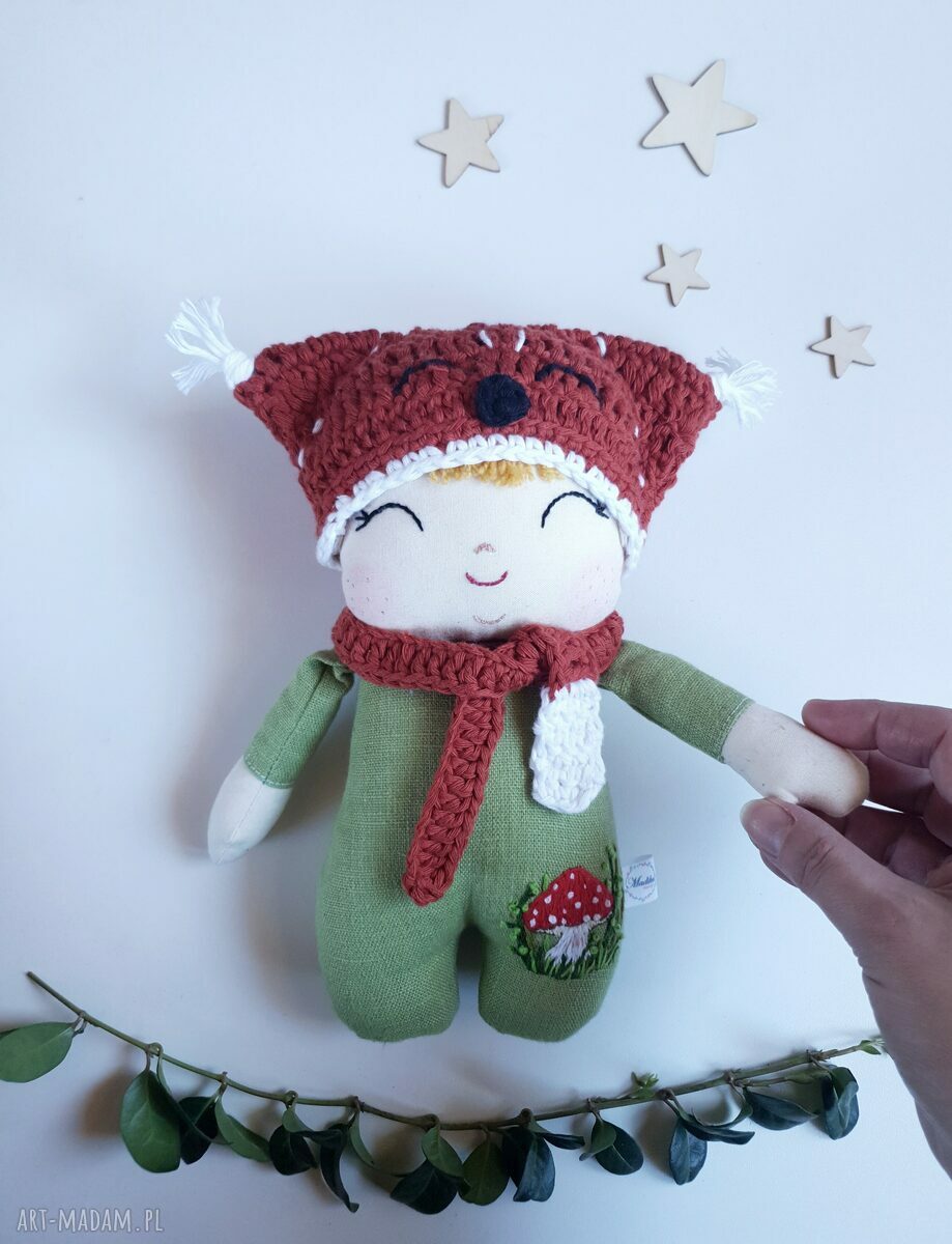 Lalka leśny skrzat Muchomorek - 24 cm