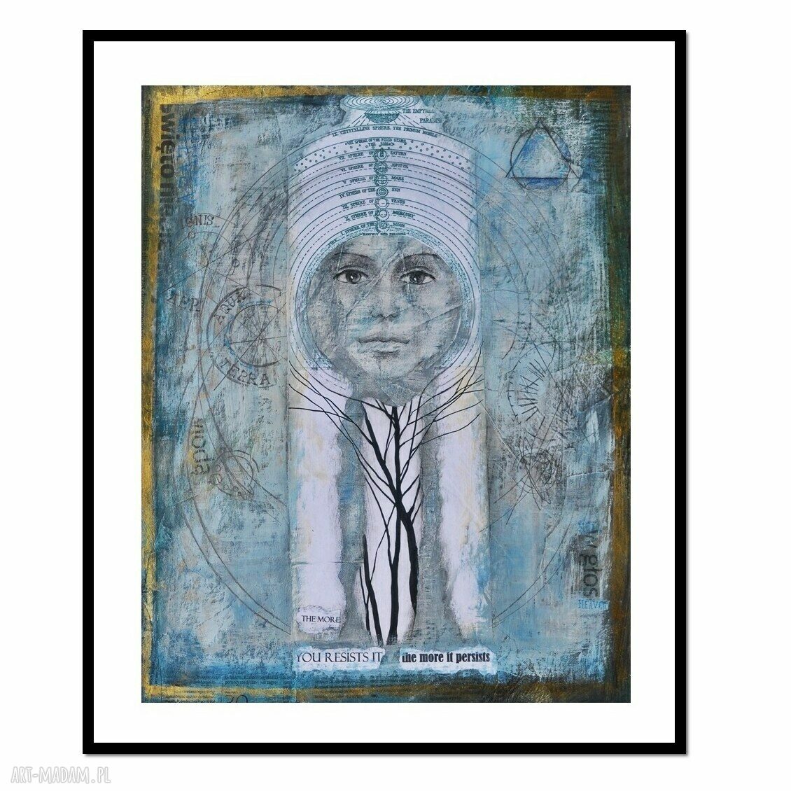 Obraz „Let go” w technice mieszanej - collage abstrakcja 50x60 cm