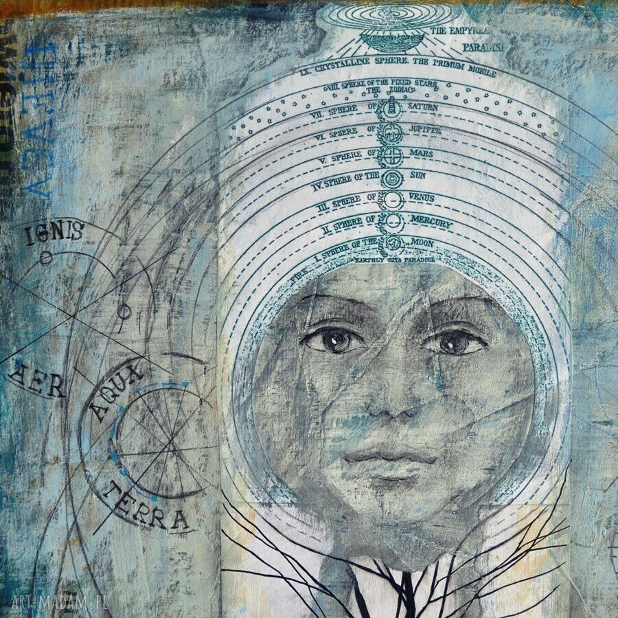Obraz „Let go” w technice mieszanej - collage abstrakcja 50x60 cm