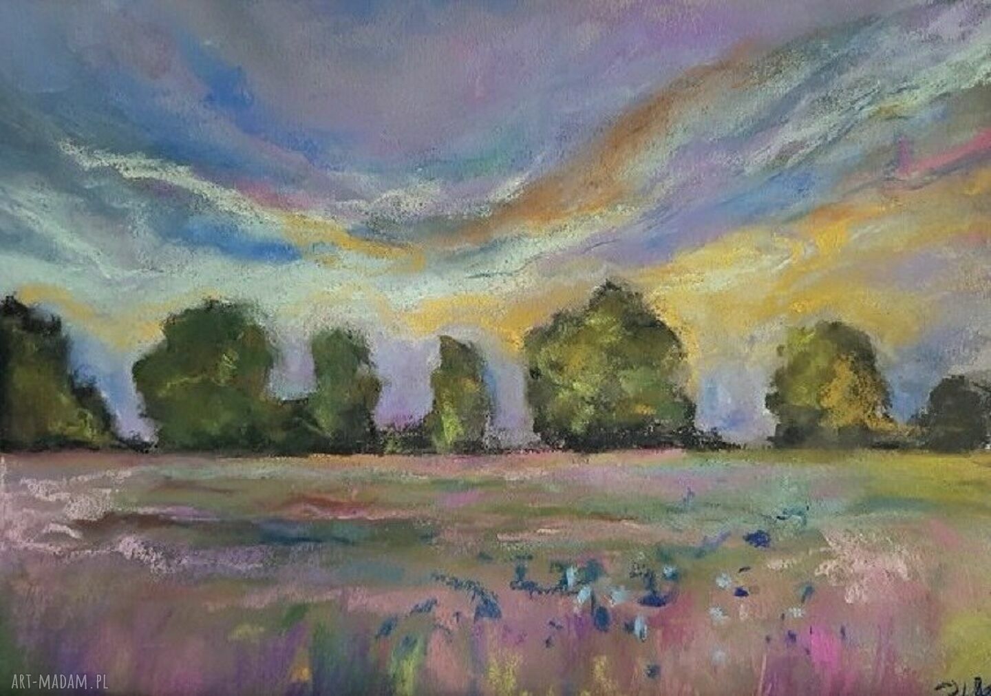 Letkia Łąka - obraz pastelami suchymi A4