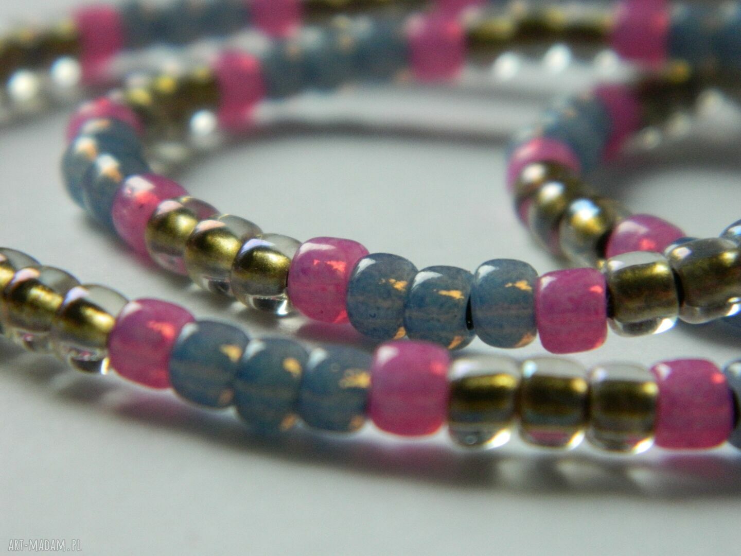 Letni krótki naszyjnik choker z kolorowych koralików - etno folk boho