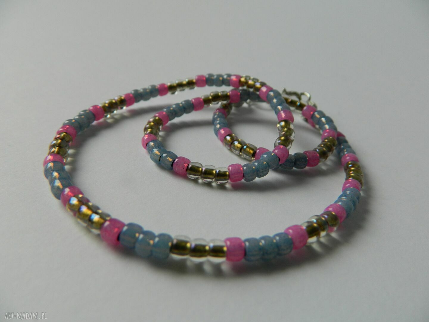 Letni krótki naszyjnik choker z kolorowych koralików - etno folk boho