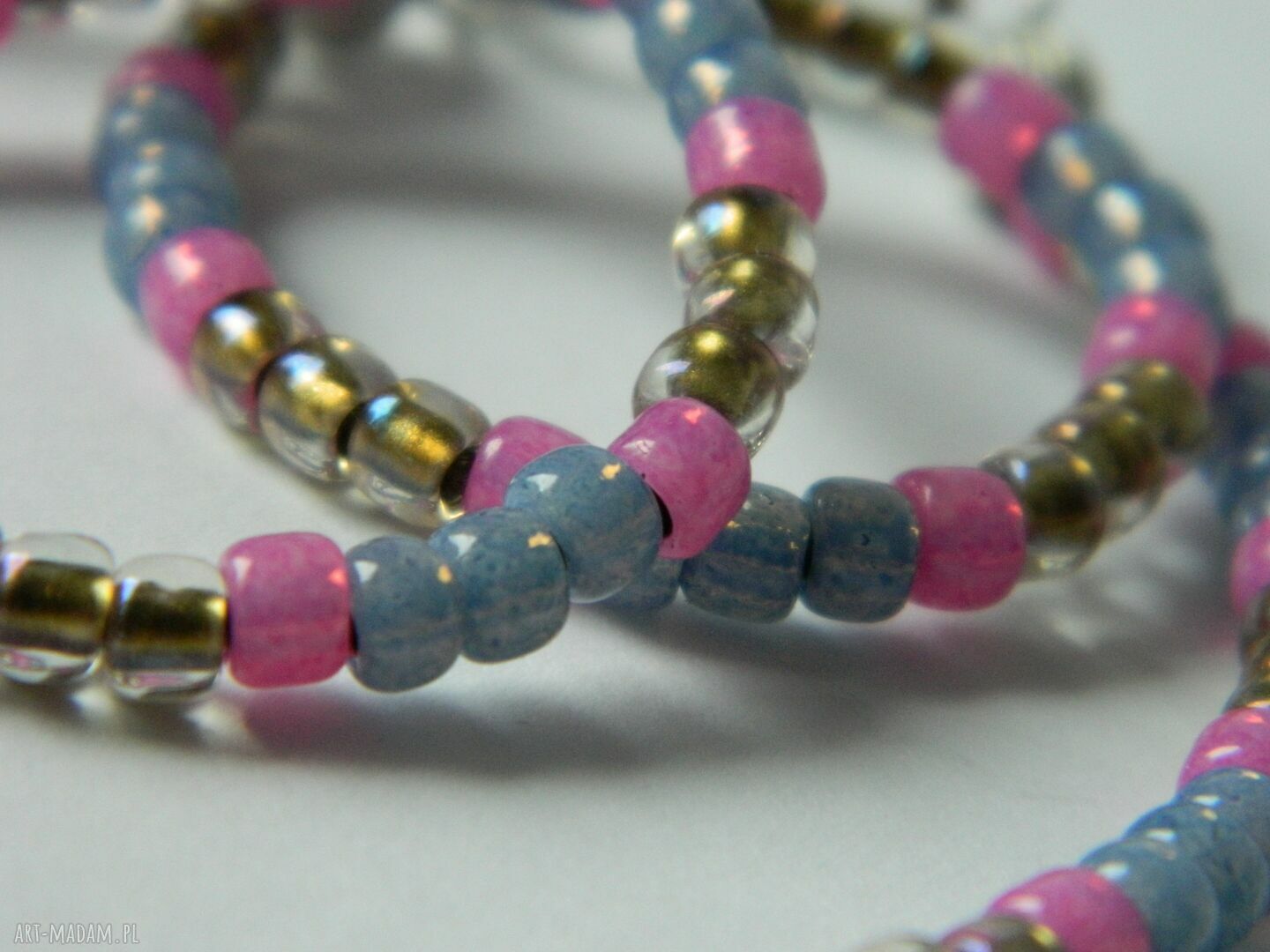 Letni krótki naszyjnik choker z kolorowych koralików - etno folk boho