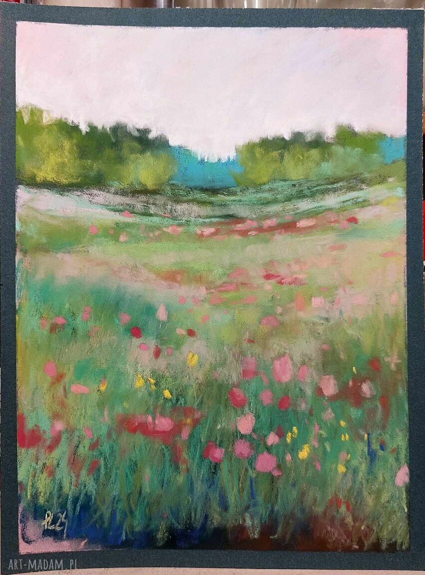 Letnia łąka - rysunek pastelami 24x18 cm
