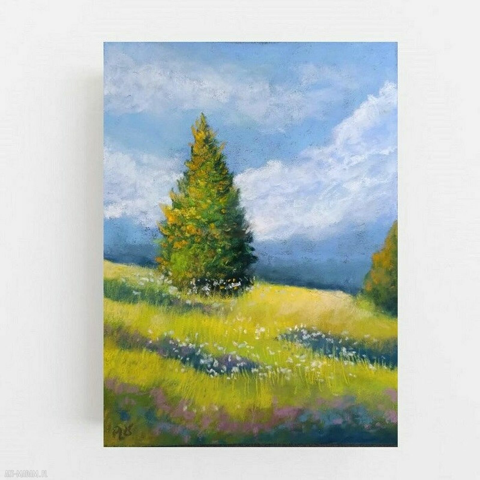 Letnia łąka - obraz z pasteli suchych 24 x 18 cm