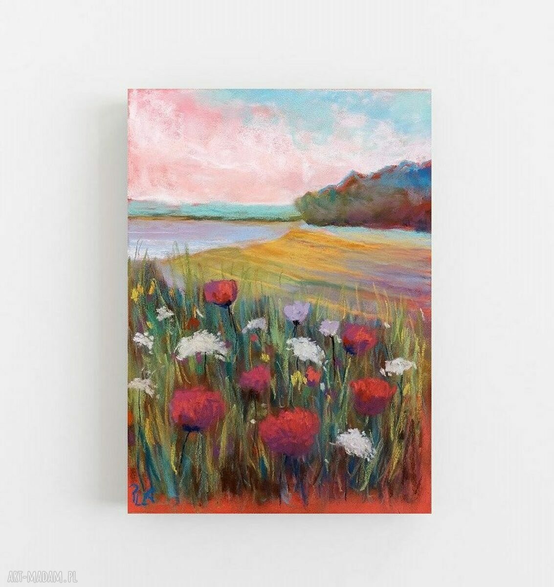 Letnia łąka - obraz z pasteli suchych 24x18 cm