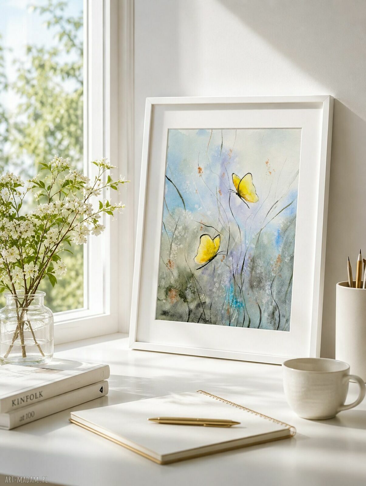 Letnia łąka z motylami - print A2