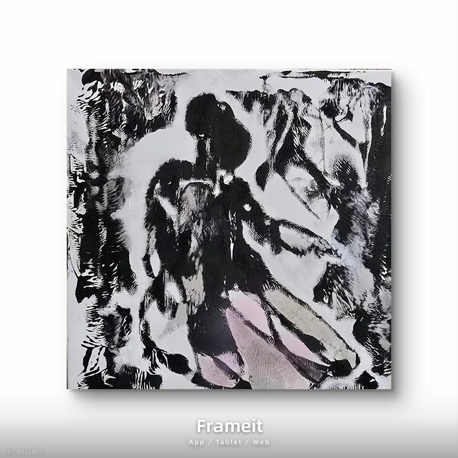 Czarno-biały obraz akrylowy „Let’s dance” - para tańcząca 50x50 cm