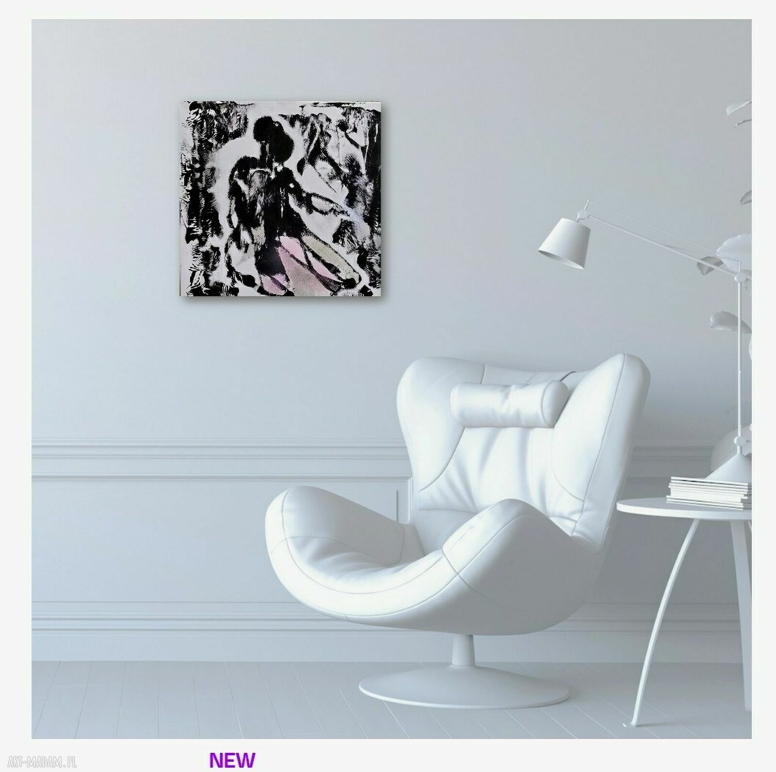 Czarno-biały obraz akrylowy „Let’s dance” - para tańcząca 50x50 cm