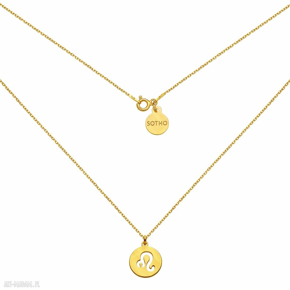 Złoty matowy naszyjnik zodiakiem lwa zodiak lew znakzodiaku