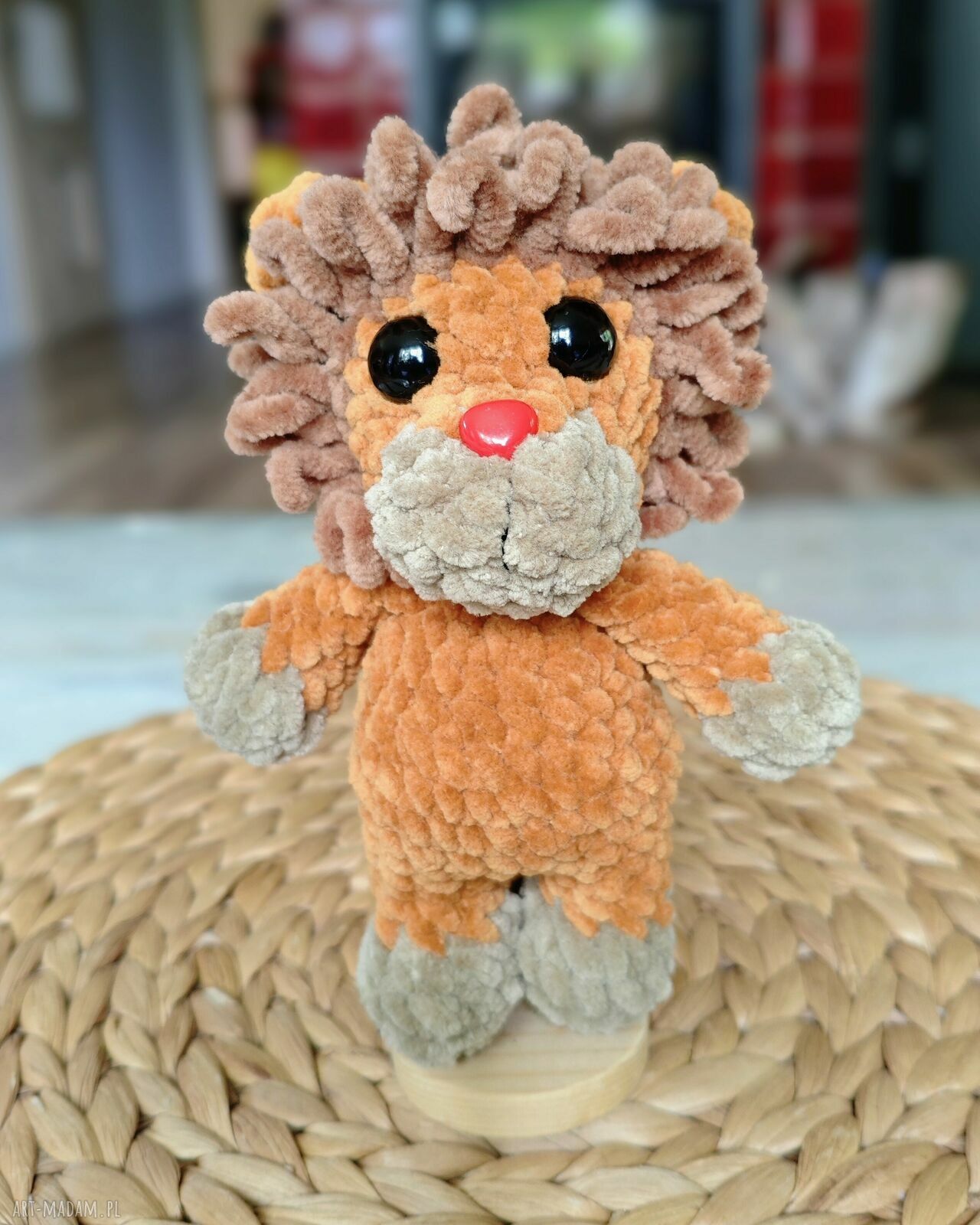 Szydełkowy lew prezent lewek maskotka breloczek kotek piękny