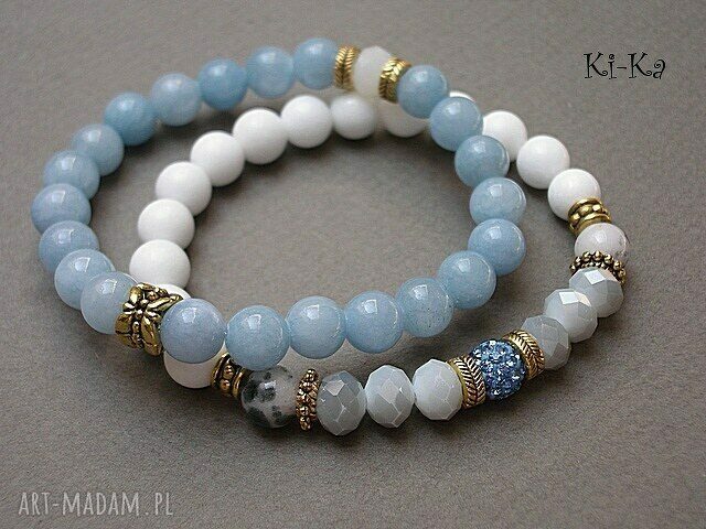 LIGHT BLUE, GREY AND WHITE DUO Ręcznie robione