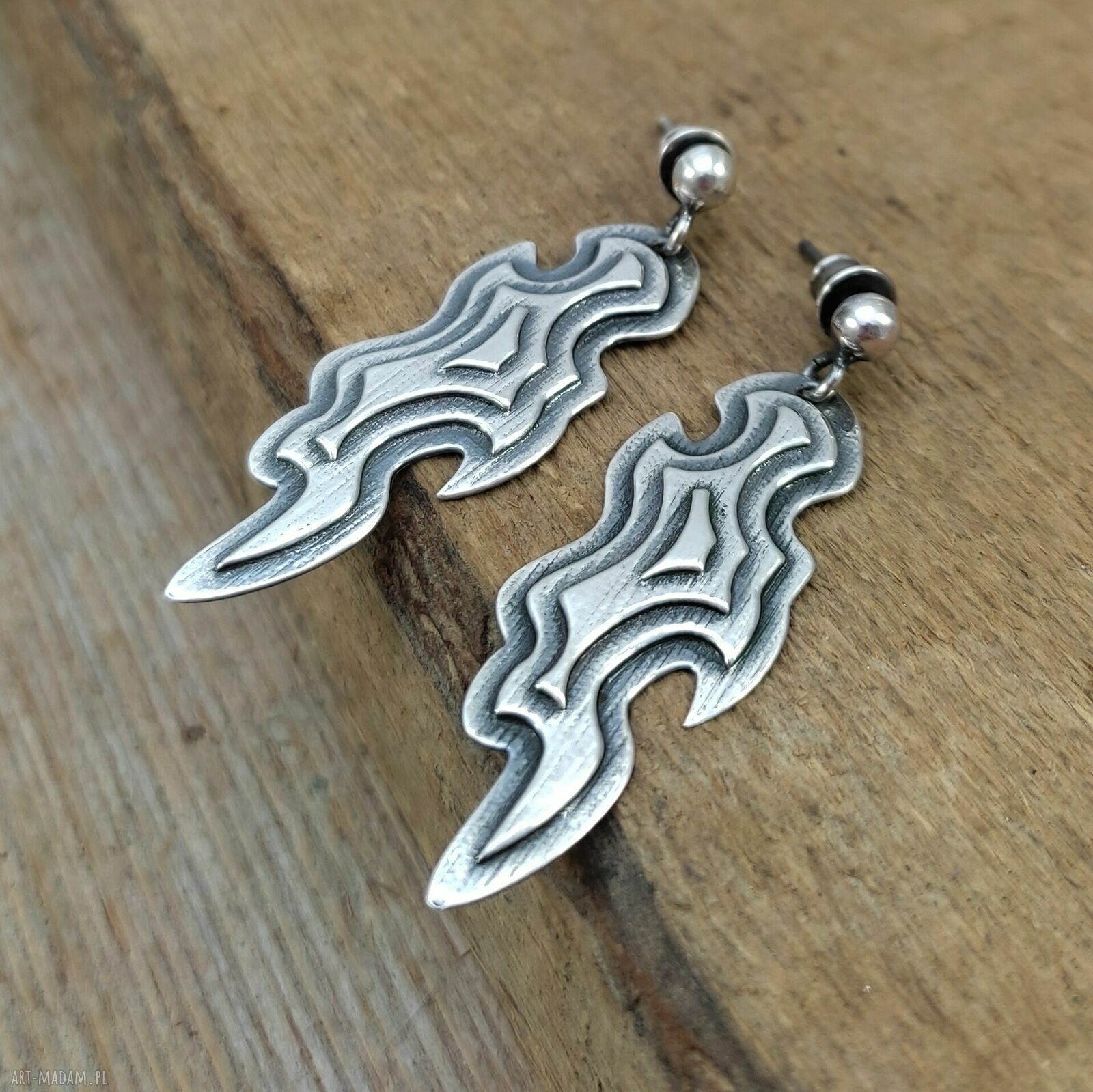Kolczyki Lightning z oksydowanego srebra 925 - motyw błyskawicy