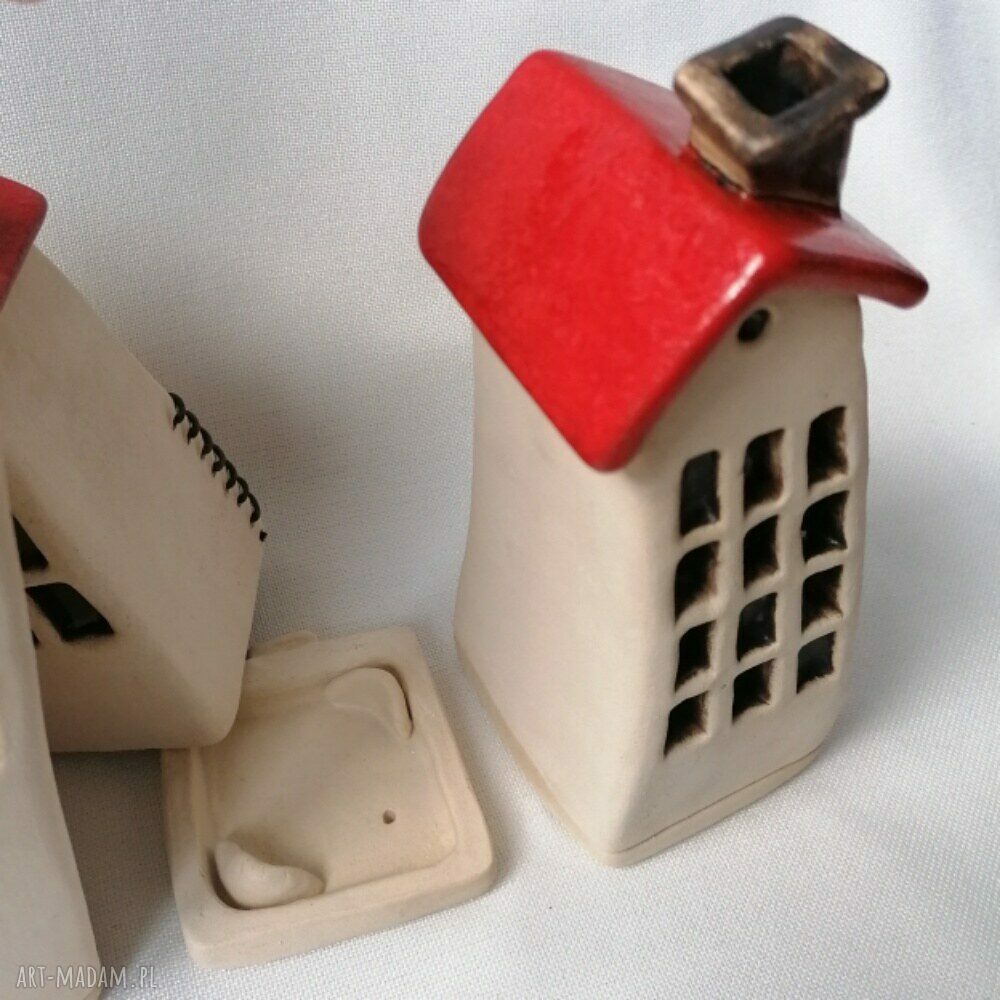 Czerwone dachy 2 - domki ceramiczne na tea-lighty, kadzidełka, lampiony