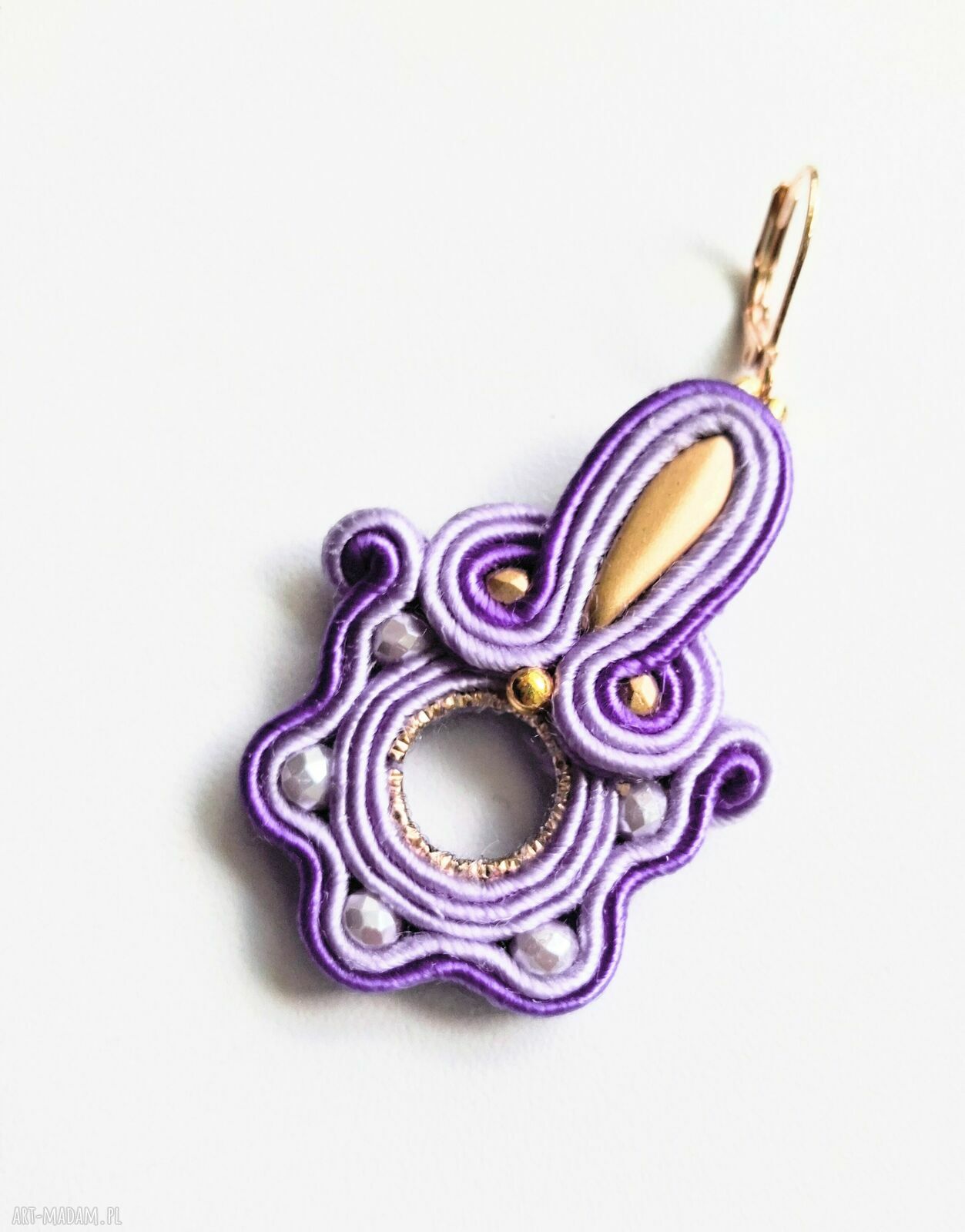 Lilac kolczyki sutasz - ręcznie haftowane (5 cm)