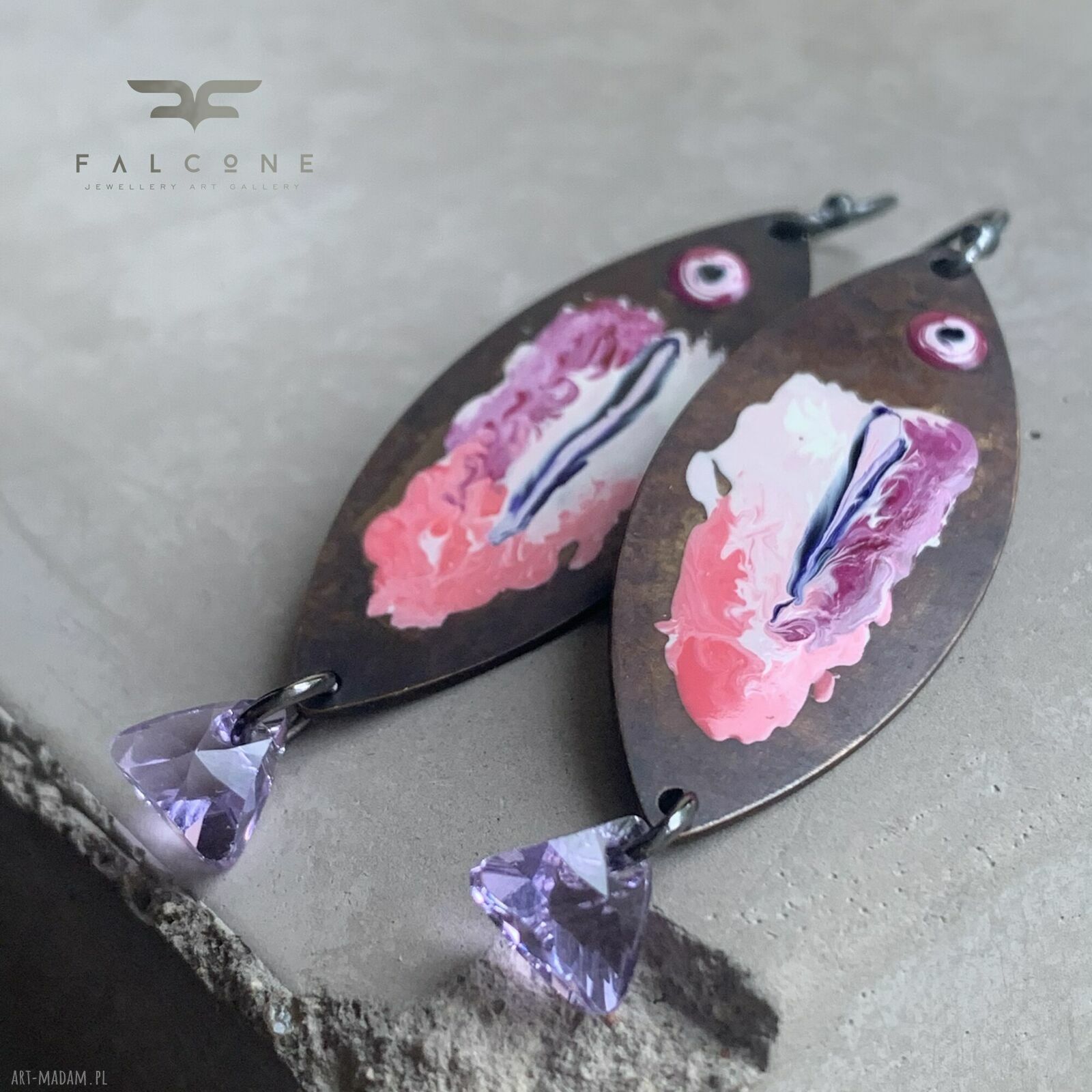 Kolczyki Lilac Rose Fish - lila rybki z kryształkami Swarovski