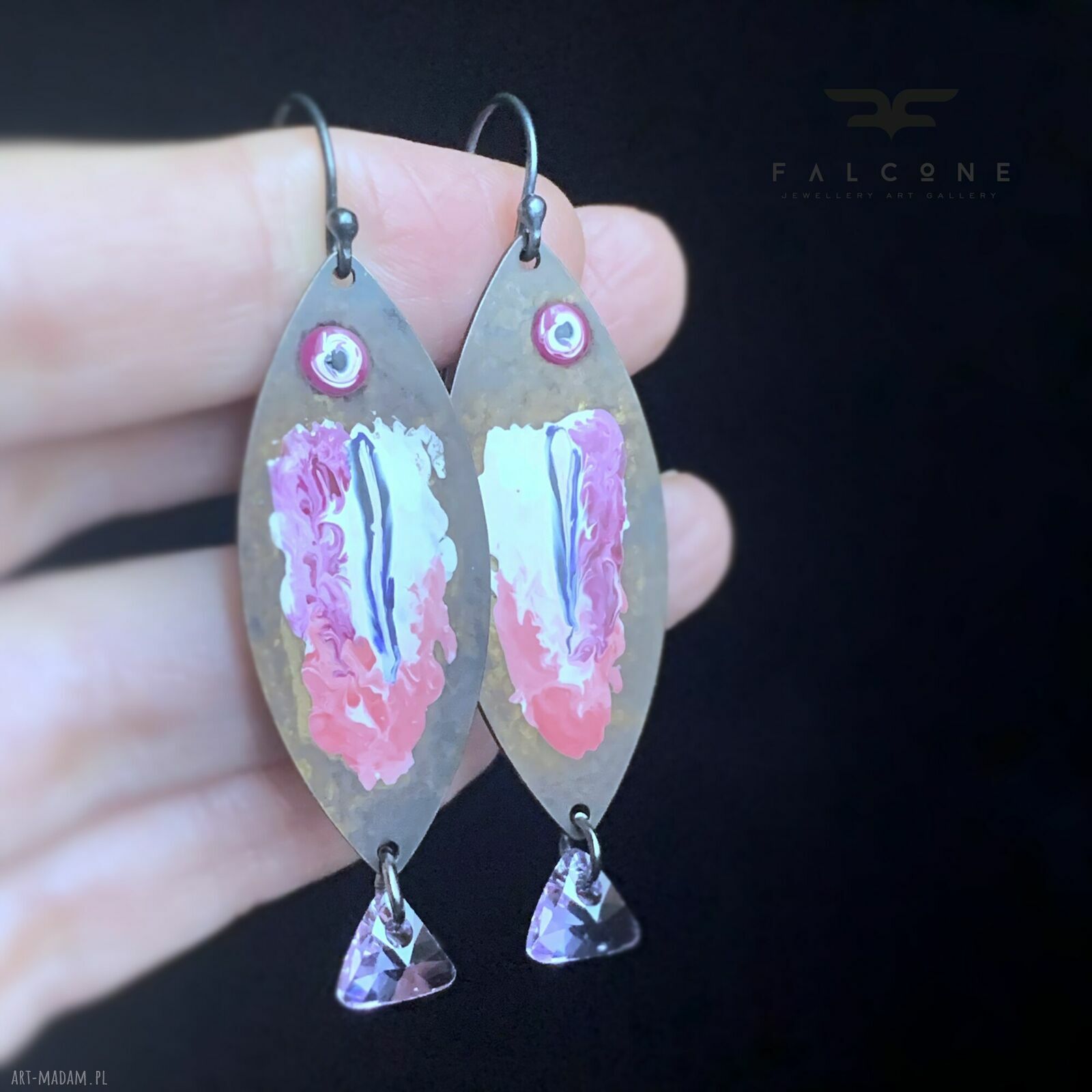 Kolczyki Lilac Rose Fish - lila rybki z kryształkami Swarovski