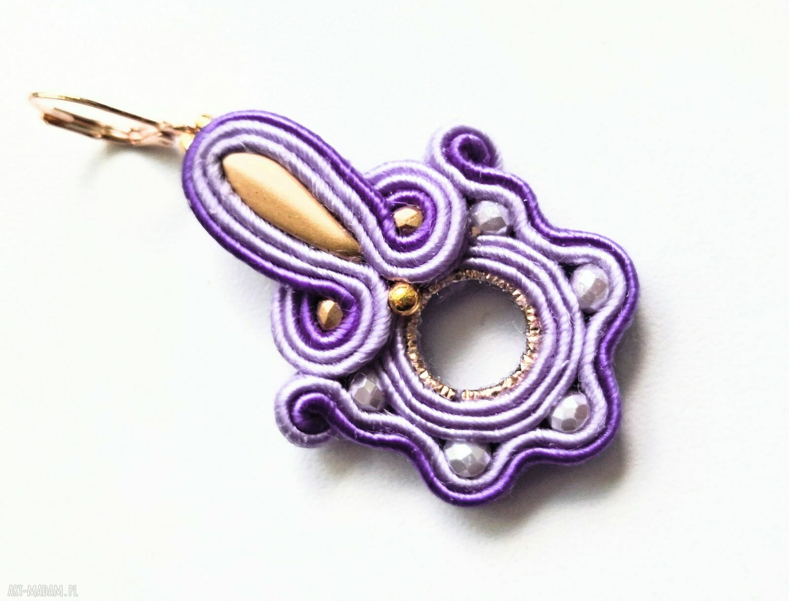Lilac kolczyki sutasz - ręcznie haftowane (5 cm)