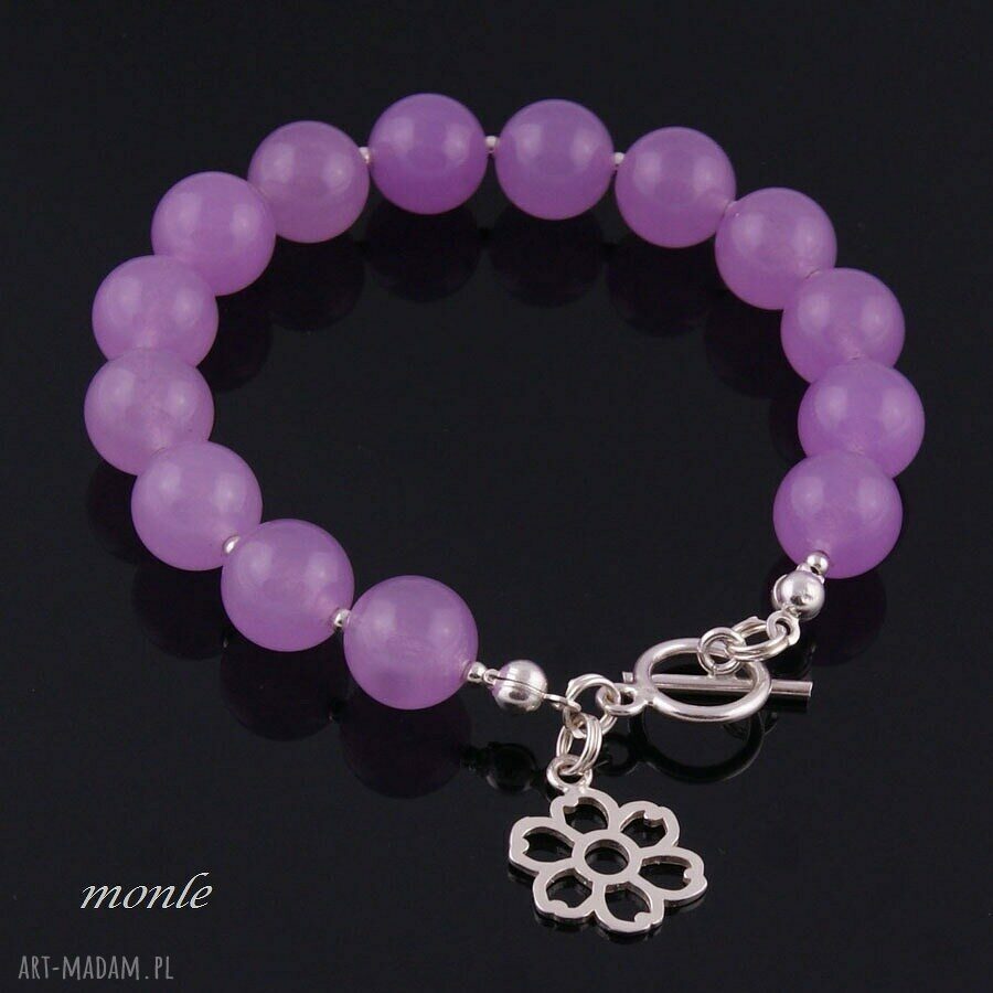 bransoletki: Liliowa bransoletka z jadeitu na lato handmade