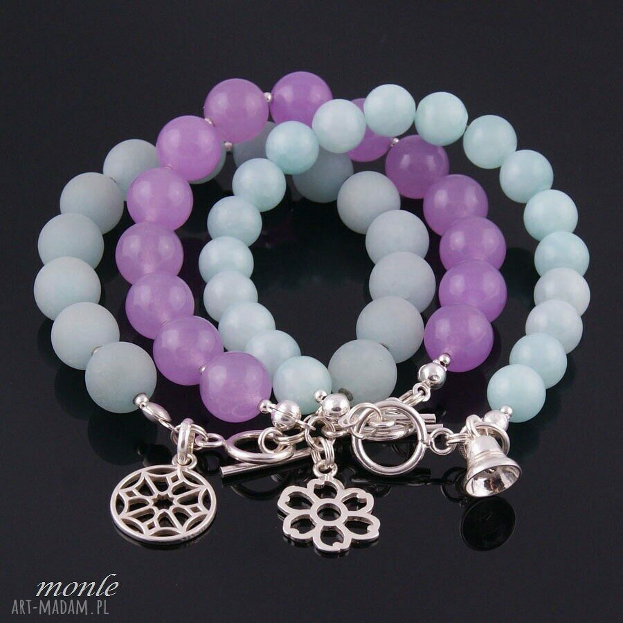 bransoletki: Liliowa bransoletka z jadeitu na lato handmade