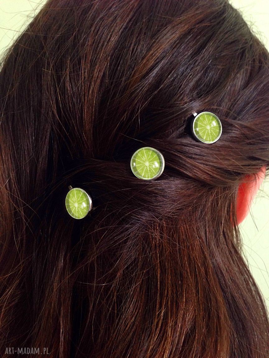 ozdoby do włosów: Limonka 3 wsuwki do włosów Autorskie