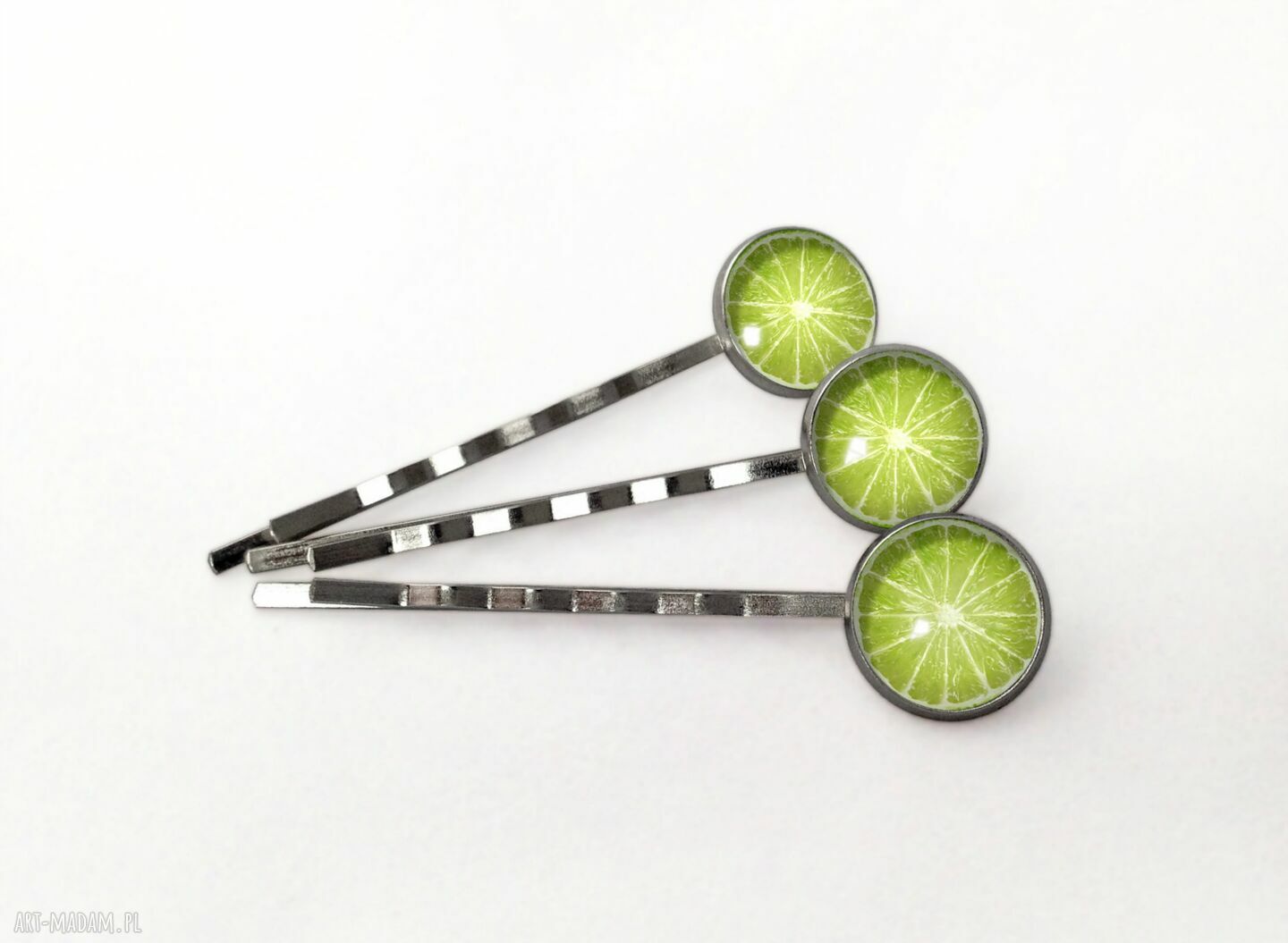 Limonka wsuwki włosów owocowe lato komplet trzech ręcznie