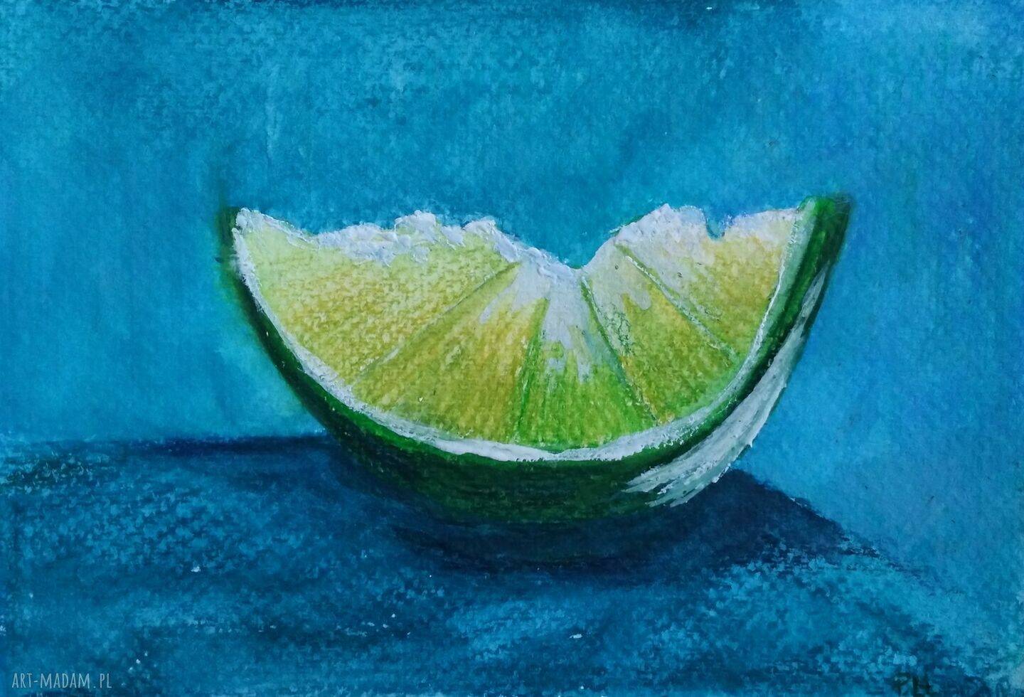 Limonka - akwarela formatu 12,5 x 18 cm